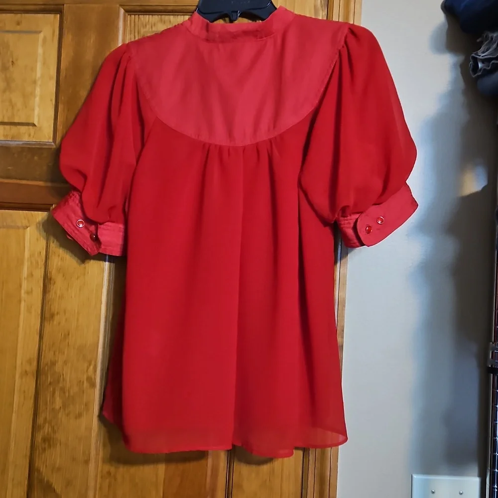 NWT Maeve By Anthropologie Lavoie Red  Blouse - Picture 6 of 10